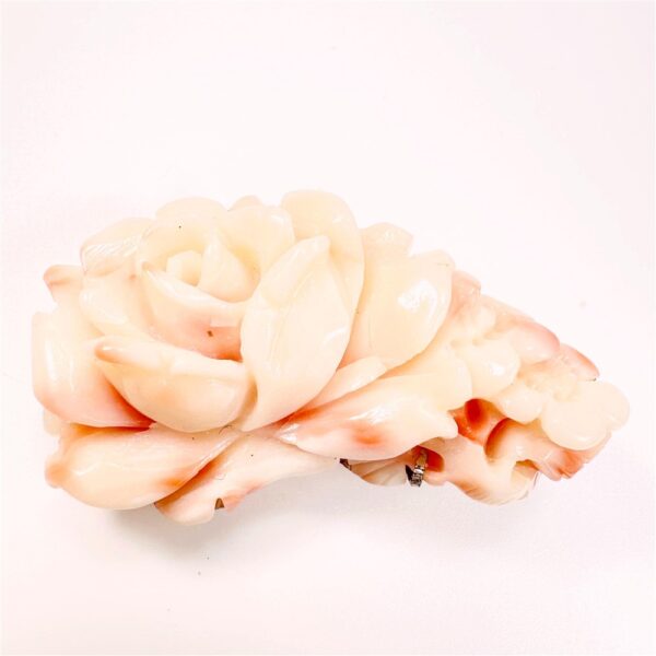 2347-Ghim cài áo/Mặt dây chuyền-Pink coral rose carved brooch-Khá mới2