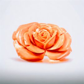 2346-Ghim cài áo/Mặt dây chuyền-Orange red coral rose carved brooch-Khá mới