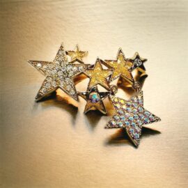 2350-Ghim cài áo-Gold color & stars brooch-Khá mới