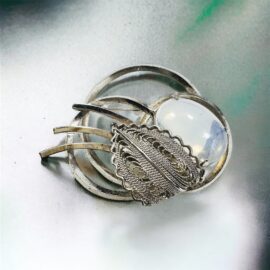 2351-Ghim cài áo-Silver color & faux gemstone vintage brooch-Đã sử dụng
