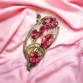 2355-Ghim cài áo-Light gold color & pink glass brooch-Đã sử dụng