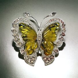 2361-Ghim cài áo-Silver color 1007 butterfly rhinestone brooch-Khá mới