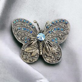 2362-Ghim cài áo-Silver color butterfly rhinestone brooch-Khá mới