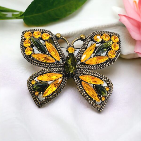 2363-Ghim cài áo-Butterfly glass rhinestone brooch-Khá mới0