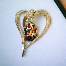 2388-Ghim cài áo-Gold color heart brooch-Khá mới