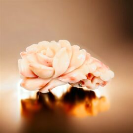 2347-Ghim cài áo/Mặt dây chuyền-Pink coral rose carved brooch-Khá mới