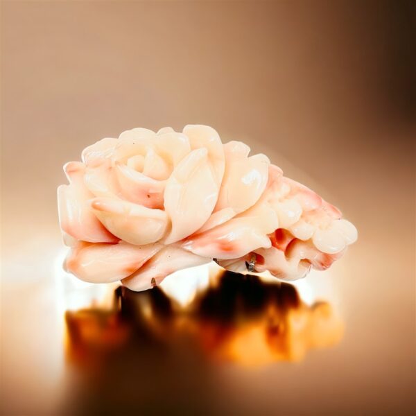 2347-Ghim cài áo/Mặt dây chuyền-Pink coral rose carved brooch-Khá mới0