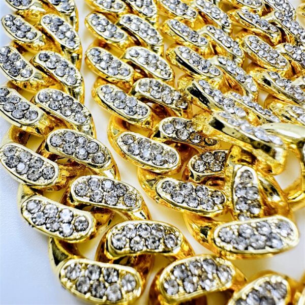 2316-Dây chuyền nữ/nam-Hiphop cuban chain gold color & crystals necklace-Như mới6