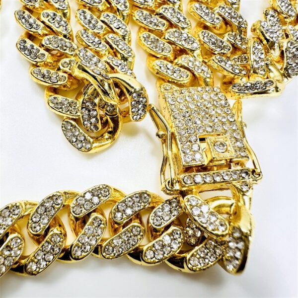 2316-Dây chuyền nữ/nam-Hiphop cuban chain gold color & crystals necklace-Như mới8
