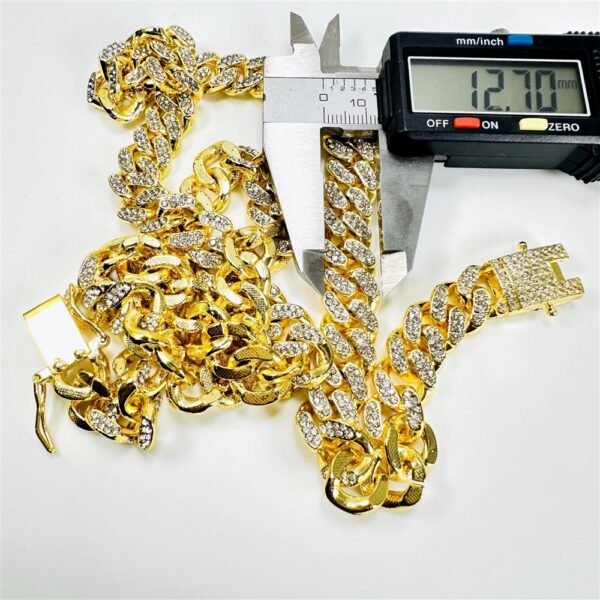 2316-Dây chuyền nữ/nam-Hiphop cuban chain gold color & crystals necklace-Như mới10