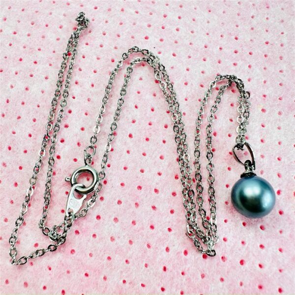 2317-Dây chuyền nữ-Blue pearl & silver color necklace-Khá mới4
