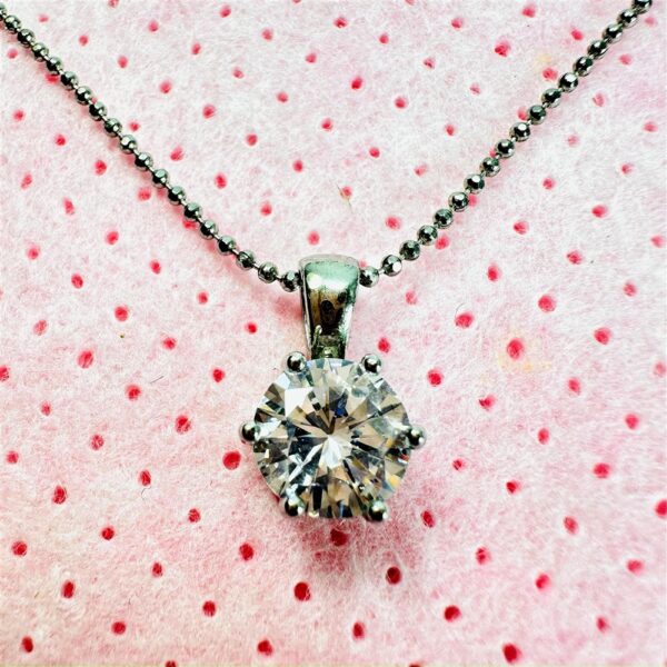 2318-Dây chuyền nữ-Cubic Zirconia gemstone 8mm silver color necklace-Như mới2