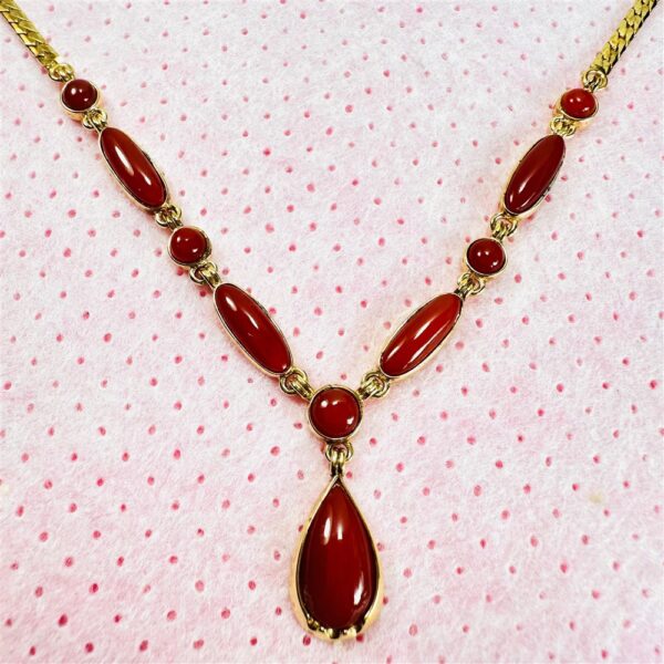 2315-Dây chuyền nữ-Red coral & gold color vintage necklace-Khá mới4