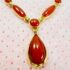 2315-Dây chuyền nữ-Red coral & gold color vintage necklace-Khá mới5