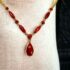 2315-Dây chuyền nữ-Red coral & gold color vintage necklace-Khá mới2