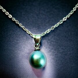 2317-Dây chuyền nữ-Blue pearl & silver color necklace-Khá mới