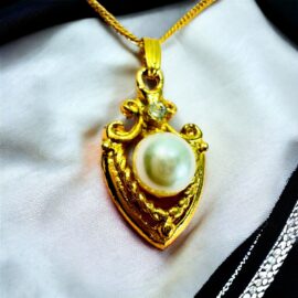 2320-Dây chuyền nữ-Faux pearl & gold color necklace-Như mới