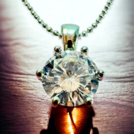 2318-Dây chuyền nữ-Cubic Zirconia gemstone 8mm silver color necklace-Như mới