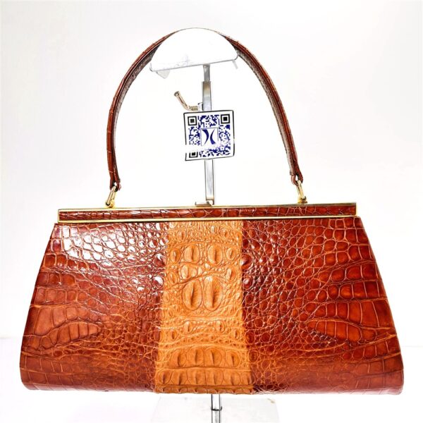 5452-Túi xách tay-CROCODILE leather vintage 1980s handbag-Đã sử dụng/Khá mới0