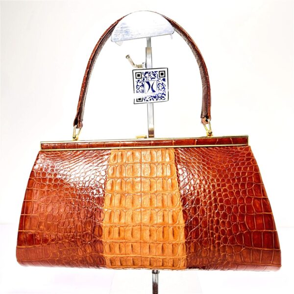 5452-Túi xách tay-CROCODILE leather vintage 1980s handbag-Đã sử dụng/Khá mới2