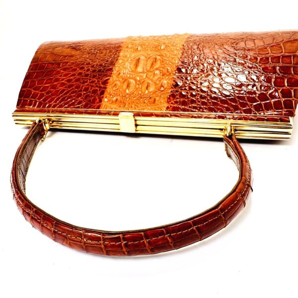 5452-Túi xách tay-CROCODILE leather vintage 1980s handbag-Đã sử dụng/Khá mới5