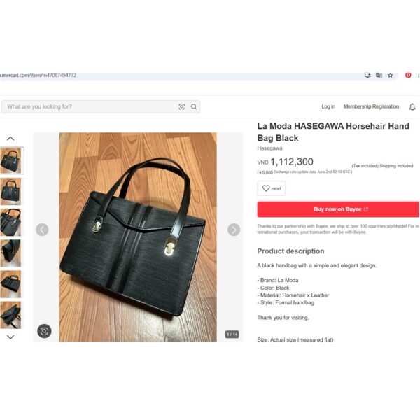5442-Túi xách tay-LA MODA Hasegawa Tokyo horse hair handbag-Đã sử dụng/Khá mới14