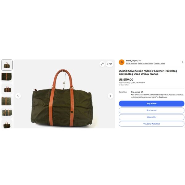 7205-Túi xách tay lớn/Túi du lịch-DUNHILL Large boston/Travel bag-Đã sử dụng21