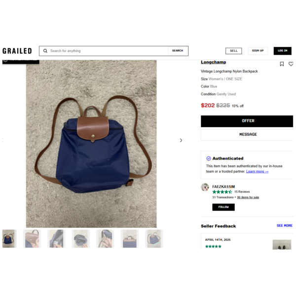 7208-Ba lô nữ-LONGCHAMP cloth medium backpack-Đã sử dụng19