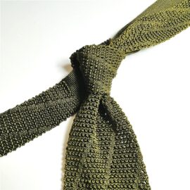 3622-Caravat/Cà vạt nam/nữ-CHANEL knitted green silk tie-Đã sử dụng/Khá sạch