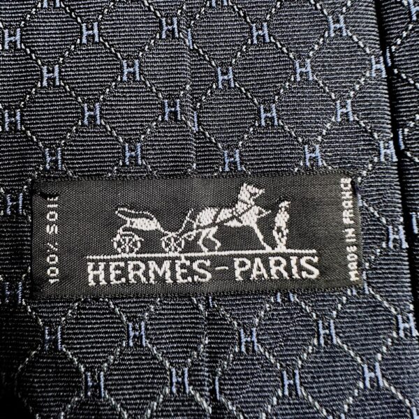 3607-Caravat-HERMES H logo silk tie-Khá mới5