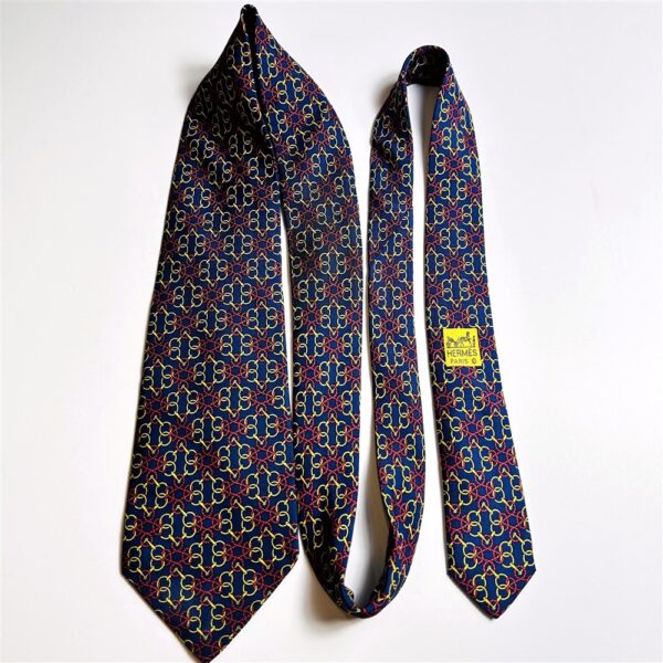 3608-Caravat-HERMES 7468HA silk tie-Đã sử dụng/Khá mới6