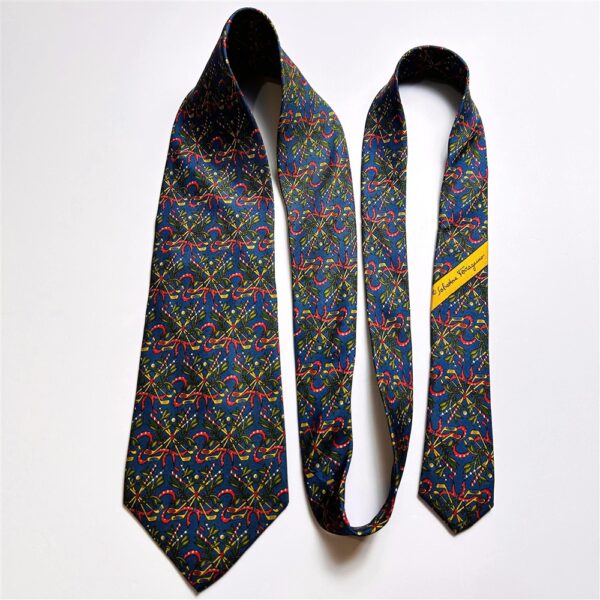 3632-Caravat-SALVATORE FERRAGAMO silk tie-Gần như mới8