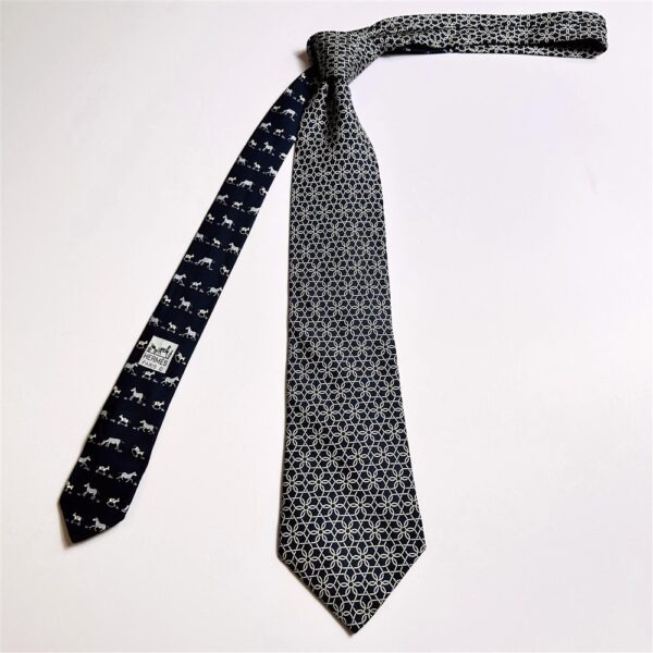 3717-Caravat-HERMES 5096PA silk tie 9.2cm-Gần như mới1