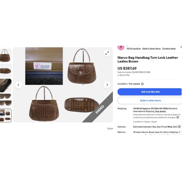4244-Túi xách tay-MARUU Tokyo crocodile skin handbag-Đã sử dụng/Khá mới13